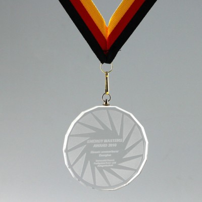 Kristallglas Medaille Geschliffene Randverzierung