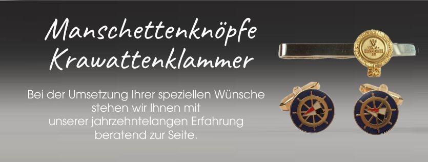 Manschettenknöpfe und Krawattenklammer als Sonderanfertigung